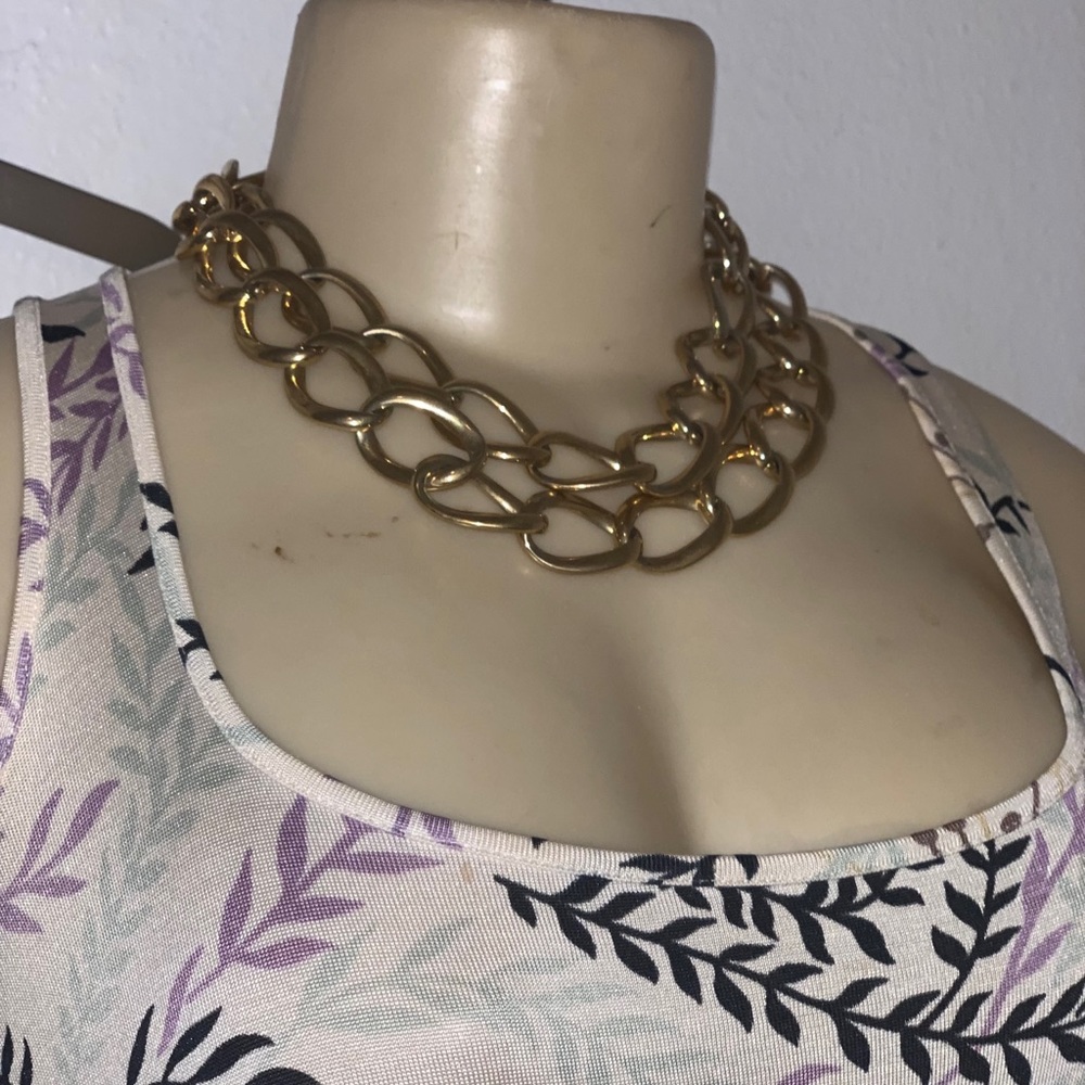 Double Layer Big Gold Chain Statement Necklace - image 5